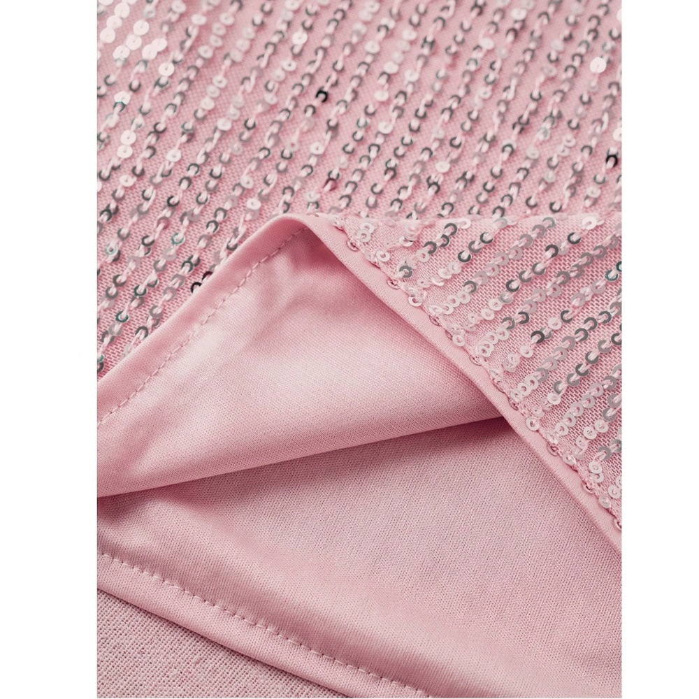 All Over Sequin Pink V-Neck Cami Top - Picture 4 of 5